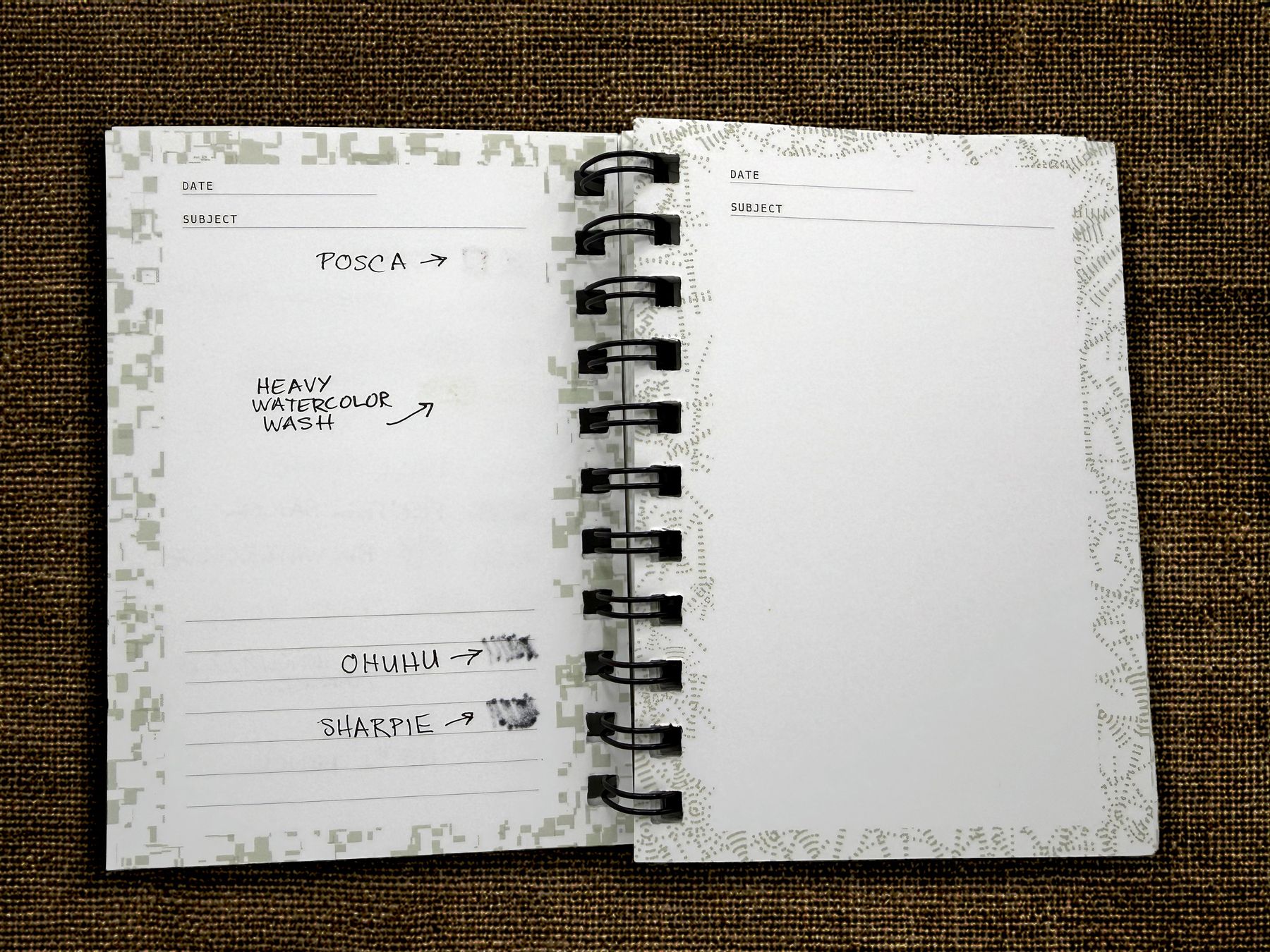 Reverse of the media test page showing minimal show-through